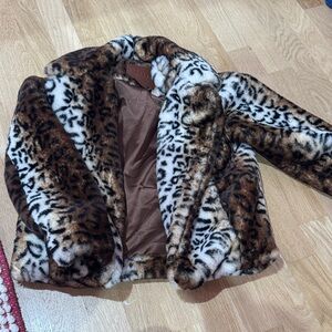 Blank NYC Animal Print Faux Fur Coat
